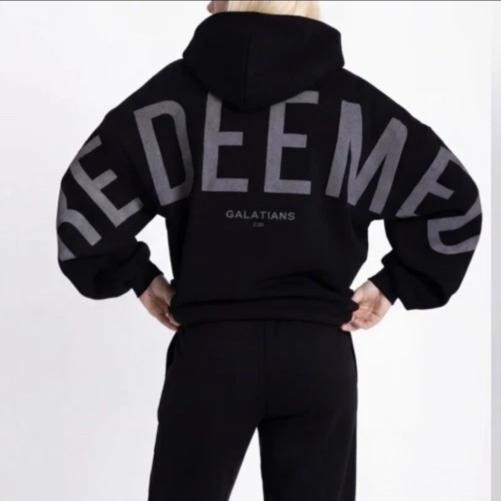 GLO Redeemed Black Graphic Hoodie Sweater - Gods Love Overcomes